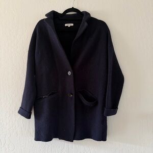 madewell navy blue merino wool blazer coat